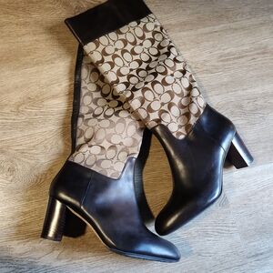 Coach Brown Signature Heeled Boots